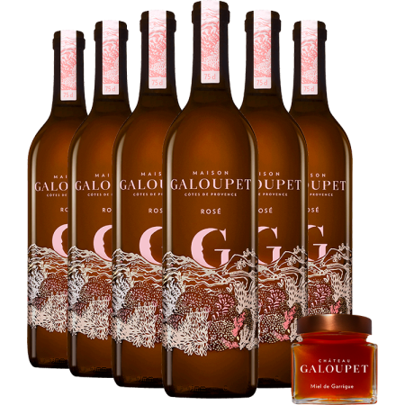Pack 6 bouteilles G de Galoupet 2025 - Château Galoupet + 1 Miel Bio - 100g - OFFERT Pack 6 bouteilles G de Galoupet 2025 - Château Galoupet + 1 Miel Bio - 100g - OFFERT