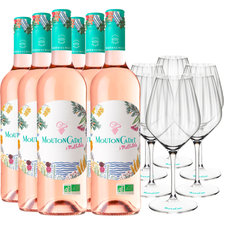 6 Bouteilles Mouton Cadet Rosé Bio X Mathilde Achetées = 6 Verres Offerts 6 Bouteilles Mouton Cadet Rosé Bio X Mathilde Achetées = 6 Verres Offerts