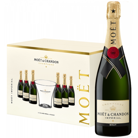MOET & CHANDON CHAMPAGNE, PACK 6 BOUTEILLES CHAMPAGNE MOET & CHANDON - BRUT IMPÉRIAL + 1 SEAU OFFERT
