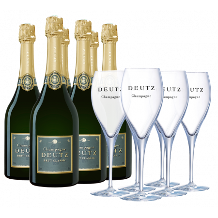 CHAMPAGNE DEUTZ, 6 CHAMPAGNES DEUTZ BRUT CLASSIC + 6 FLUTES OFFERTES