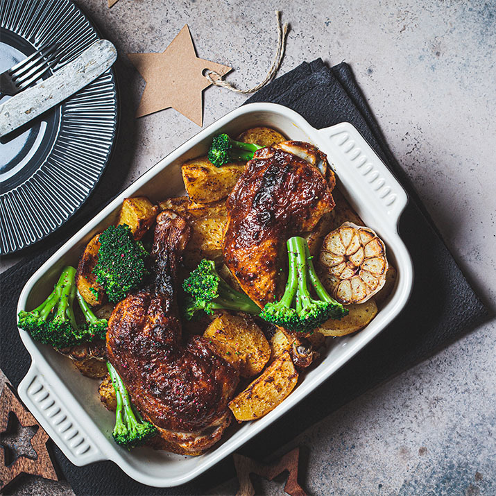 Poulet rôti et légumes de printemps