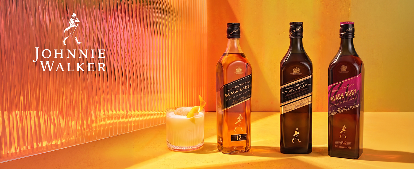 Gamme de bouteilles de Whisky Johnnie Walker