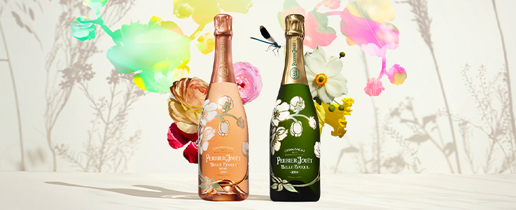 Gamme de bouteilles de Champagne Perrier-Jouët Collection Belle Époque