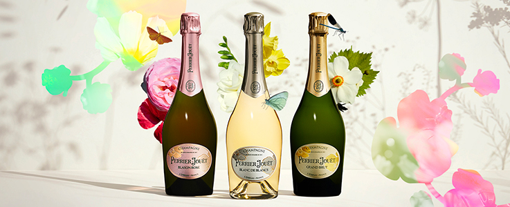 Gamme de bouteilles de Champagne Perrier-Jouët Collection Classique