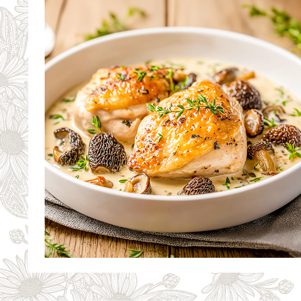 Volaille à la crème de morilles