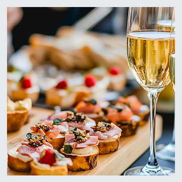 Toasts apéritifs accompagnés d'une coup de Champagne Brut Excellence Malard